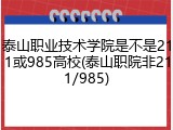 泰山职业技术学院是不是211或985高校(泰山职院非211/985)