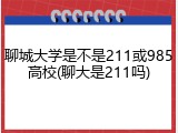 聊城大学是不是211或985高校(聊大是211吗)