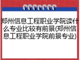 郑州信息工程职业学院读什么专业比较有前景(郑州信息工程职业学院前景专业)