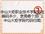 中山火炬职业技术学院招生编码多少，隶属哪个部门(中山火炬学院代码归属)