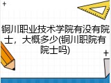 铜川职业技术学院有没有院士，大概多少(铜川职院有院士吗)