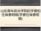 山东青年政治学院的学费和住宿费明细(学费住宿费明细)