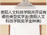 贵阳人文科技学院共开设有哪些类型奖学金(贵阳人文科技学院奖学金种类)