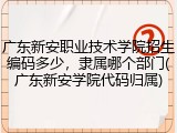 广东新安职业技术学院招生编码多少，隶属哪个部门(广东新安学院代码归属)