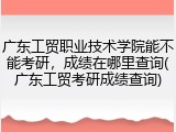 广东工贸职业技术学院能不能考研，成绩在哪里查询(广东工贸考研成绩查询)