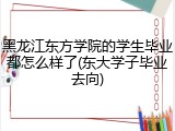 黑龙江东方学院的学生毕业都怎么样了(东大学子毕业去向)