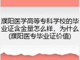 濮阳医学高等专科学校的毕业证含金量怎么样，为什么(濮阳医专毕业证价值)