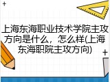 上海东海职业技术学院主攻方向是什么，怎么样(上海东海职院主攻方向)