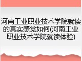 河南工业职业技术学院就读的真实感觉如何(河南工业职业技术学院就读体验)