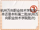 杭州万向职业技术学院是一本还是本科第二批(杭州万向职业技术学院批次)