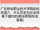 广东新安职业技术学院的校史简介，什么历史与社会背景下建校的(新安职院校史背景)