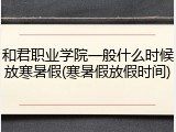 和君职业学院一般什么时候放寒暑假(寒暑假放假时间)