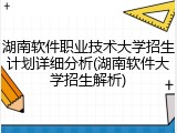 湖南软件职业技术大学招生计划详细分析(湖南软件大学招生解析)