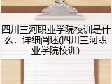 四川三河职业学院校训是什么，详细阐述(四川三河职业学院校训)