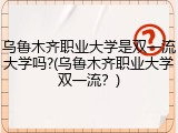 乌鲁木齐职业大学是双一流大学吗?(乌鲁木齐职业大学双一流？)