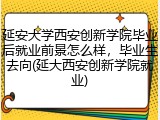 延安大学西安创新学院毕业后就业前景怎么样，毕业生去向(延大西安创新学院就业)