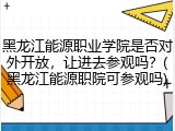 黑龙江能源职业学院是否对外开放，让进去参观吗？(黑龙江能源职院可参观吗)