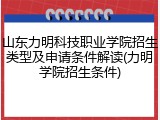山东力明科技职业学院招生类型及申请条件解读(力明学院招生条件)