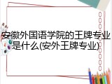 安徽外国语学院的王牌专业是什么(安外王牌专业)