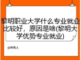 黎明职业大学什么专业就业比较好，原因是啥(黎明大学优势专业就业)
