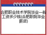 合肥职业技术学院毕业一般工资多少钱(合肥职院毕业薪资)
