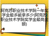 阿克苏职业技术学院一年奖学金最多能拿多少(阿克苏职业技术学院奖学金最高金额)
