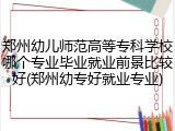 郑州幼儿师范高等专科学校哪个专业毕业就业前景比较好(郑州幼专好就业专业)
