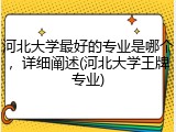 河北大学最好的专业是哪个，详细阐述(河北大学王牌专业)
