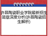 许昌陶瓷职业学院最新招生简章深度分析(许昌陶瓷招生解析)