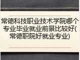 常德科技职业技术学院哪个专业毕业就业前景比较好(常德职院好就业专业)