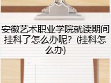 安徽艺术职业学院就读期间挂科了怎么办呢？(挂科怎么办)