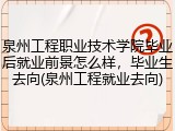 泉州工程职业技术学院毕业后就业前景怎么样，毕业生去向(泉州工程就业去向)