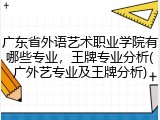 广东省外语艺术职业学院有哪些专业，王牌专业分析(广外艺专业及王牌分析)
