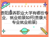 贵阳康养职业大学有哪些专业，就业前景如何(贵康大专业就业前景)