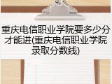 重庆电信职业学院要多少分才能进(重庆电信职业学院录取分数线)