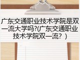 广东交通职业技术学院是双一流大学吗?(广东交通职业技术学院双一流？)