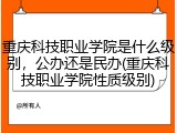 重庆科技职业学院是什么级别，公办还是民办(重庆科技职业学院性质级别)