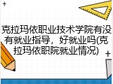 克拉玛依职业技术学院有没有就业指导，好就业吗(克拉玛依职院就业情况)