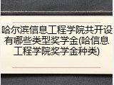哈尔滨信息工程学院共开设有哪些类型奖学金(哈信息工程学院奖学金种类)