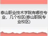 泰山职业技术学院有哪些专业，几个校区(泰山职院专业校区)
