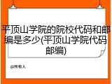 平顶山学院的院校代码和邮编是多少(平顶山学院代码邮编)