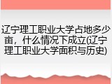 辽宁理工职业大学占地多少亩，什么情况下成立(辽宁理工职业大学面积与历史)