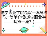 遂宁职业学院是双一流高校吗，简单介绍(遂宁职业学院双一流？)