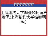 上海纽约大学毕业如何调档案呢(上海纽约大学档案调动)