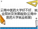 云南中医药大学好不好，就业现状及发展趋势(云南中医药大学就业前景)