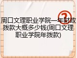 周口文理职业学院一年财政拨款大概多少钱(周口文理职业学院年拨款)