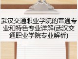 武汉交通职业学院的普通专业和特色专业详解(武汉交通职业学院专业解析)
