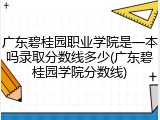 广东碧桂园职业学院是一本吗录取分数线多少(广东碧桂园学院分数线)
