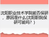沈阳职业技术学院能否保研，原因是什么(沈阳职院保研可能吗？)
