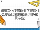 四川文化传媒职业学院读什么专业比较有前景(川传前景专业)
